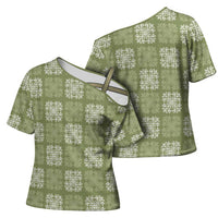 Vesuvian Green Palaka Quilt Hawaii Cross Shoulder Shirt Traditional Hawaii-plaid Pattern LT14 - Polynesian Pride