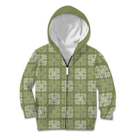 Vesuvian Green Palaka Quilt Hawaii Kid Hoodie Traditional Hawaii-plaid Pattern - Polynesian Pride