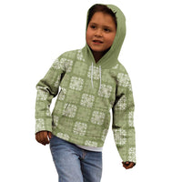 Vesuvian Green Palaka Quilt Hawaii Kid Hoodie Traditional Hawaii-plaid Pattern - Polynesian Pride