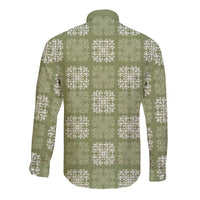 Vesuvian Green Palaka Quilt Hawaii Long Sleeve Button Shirt Traditional Hawaii-plaid Pattern - Polynesian Pride