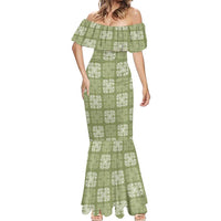 Vesuvian Green Palaka Quilt Hawaii Mermaid Dress Traditional Hawaii-plaid Pattern - Polynesian Pride