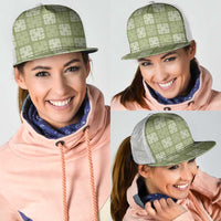 Vesuvian Green Palaka Quilt Hawaii Mesh Trucker Cap Traditional Hawaii-plaid Pattern - Polynesian Pride