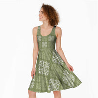 Vesuvian Green Palaka Quilt Hawaii Midi Dress Traditional Hawaii-plaid Pattern - Polynesian Pride
