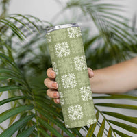 Vesuvian Green Palaka Quilt Hawaii Skinny Tumbler Traditional Hawaii-plaid Pattern - Polynesian Pride