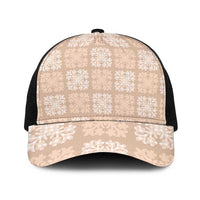 Beige Palaka Quilt Hawaii Baseball Net Cap Traditional Hawaii-plaid Pattern - Polynesian Pride