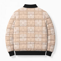 Beige Palaka Quilt Hawaii Bomber Puffer Jacket Traditional Hawaii-plaid Pattern - Polynesian Pride