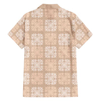 Beige Palaka Quilt Hawaii Family Matching Off The Shoulder Long Sleeve Dress and Hawaiian Shirt Traditional Hawaii-plaid Pattern - Polynesian Pride