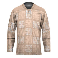 Beige Palaka Quilt Hawaii Hockey Jersey Traditional Hawaii-plaid Pattern - Polynesian Pride