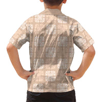 Beige Palaka Quilt Hawaii Kid Hawaiian Shirt Traditional Hawaii-plaid Pattern - Polynesian Pride