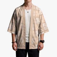Beige Palaka Quilt Hawaii Kimono Traditional Hawaii-plaid Pattern - Polynesian Pride
