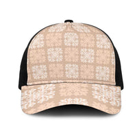 Beige Palaka Quilt Hawaii Mesh Trucker Cap Traditional Hawaii-plaid Pattern - Polynesian Pride