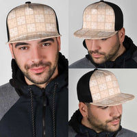 Beige Palaka Quilt Hawaii Mesh Trucker Cap Traditional Hawaii-plaid Pattern - Polynesian Pride