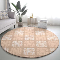 Beige Palaka Quilt Hawaii Round Carpet Traditional Hawaii-plaid Pattern - Polynesian Pride