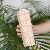 Beige Palaka Quilt Hawaii Skinny Tumbler Traditional Hawaii-plaid Pattern - Polynesian Pride
