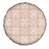 Beige Palaka Quilt Hawaii Spare Tire Cover Traditional Hawaii-plaid Pattern - Polynesian Pride
