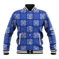 Royal Blue Palaka Quilt Hawaii Baseball Jacket Traditional Hawaii-plaid Pattern - Polynesian Pride