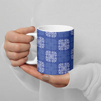 Royal Blue Palaka Quilt Hawaii Ceramic Mug Traditional Hawaii-plaid Pattern - Polynesian Pride