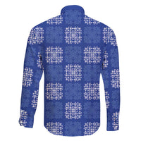 Royal Blue Palaka Quilt Hawaii Family Matching Long Sleeve Bodycon Dress and Hawaiian Shirt Traditional Hawaii-plaid Pattern - Polynesian Pride