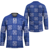 Royal Blue Palaka Quilt Hawaii Hockey Jersey Traditional Hawaii-plaid Pattern - Polynesian Pride