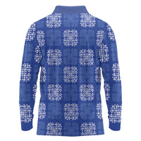 Royal Blue Palaka Quilt Hawaii Long Sleeve Polo Shirt Traditional Hawaii-plaid Pattern - Polynesian Pride
