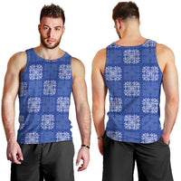 Royal Blue Palaka Quilt Hawaii Men Tank Top Traditional Hawaii-plaid Pattern - Polynesian Pride