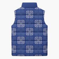 Royal Blue Palaka Quilt Hawaii Sleeveless Puffer Jacket Traditional Hawaii-plaid Pattern - Polynesian Pride