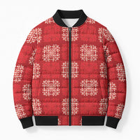 Red Palaka Quilt Hawaii Bomber Puffer Jacket Traditional Hawaii-plaid Pattern - Polynesian Pride