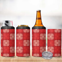 Red Palaka Quilt Hawaii 4 in 1 Can Cooler Tumbler Traditional Hawaii-plaid Pattern - Polynesian Pride