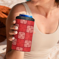 Red Palaka Quilt Hawaii 4 in 1 Can Cooler Tumbler Traditional Hawaii-plaid Pattern - Polynesian Pride