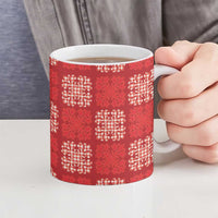 Red Palaka Quilt Hawaii Ceramic Mug Traditional Hawaii-plaid Pattern - Polynesian Pride