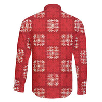 Red Palaka Quilt Hawaii Family Matching Long Sleeve Bodycon Dress and Hawaiian Shirt Traditional Hawaii-plaid Pattern - Polynesian Pride