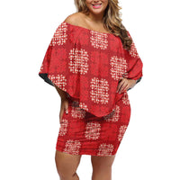 Red Palaka Quilt Hawaii Family Matching Off Shoulder Short Dress and Hawaiian Shirt Traditional Hawaii-plaid Pattern - Polynesian Pride