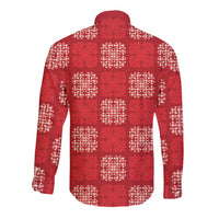 Red Palaka Quilt Hawaii Long Sleeve Button Shirt Traditional Hawaii-plaid Pattern - Polynesian Pride