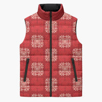 Red Palaka Quilt Hawaii Sleeveless Puffer Jacket Traditional Hawaii-plaid Pattern - Polynesian Pride