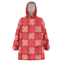 Red Palaka Quilt Hawaii Wearable Blanket Hoodie Traditional Hawaii-plaid Pattern - Polynesian Pride
