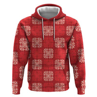 Red Palaka Quilt Hawaii Zip Hoodie Traditional Hawaii-plaid Pattern - Polynesian Pride
