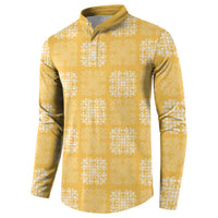 Yellow Palaka Quilt Hawaii Button Sweatshirt Traditional Hawaii-plaid Pattern - Polynesian Pride