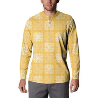 Yellow Palaka Quilt Hawaii Button Sweatshirt Traditional Hawaii-plaid Pattern - Polynesian Pride