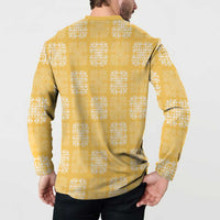 Yellow Palaka Quilt Hawaii Button Sweatshirt Traditional Hawaii-plaid Pattern - Polynesian Pride