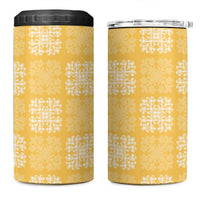 Yellow Palaka Quilt Hawaii 4 in 1 Can Cooler Tumbler Traditional Hawaii-plaid Pattern - Polynesian Pride