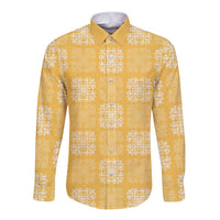 Yellow Palaka Quilt Hawaii Long Sleeve Button Shirt Traditional Hawaii-plaid Pattern - Polynesian Pride