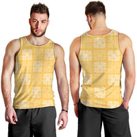 Yellow Palaka Quilt Hawaii Men Tank Top Traditional Hawaii-plaid Pattern - Polynesian Pride