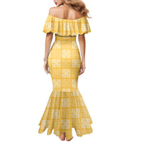 Yellow Palaka Quilt Hawaii Mermaid Dress Traditional Hawaii-plaid Pattern - Polynesian Pride