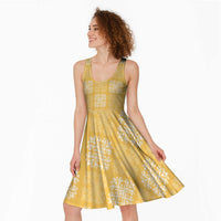 Yellow Palaka Quilt Hawaii Midi Dress Traditional Hawaii-plaid Pattern - Polynesian Pride