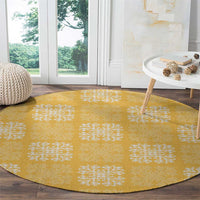 Yellow Palaka Quilt Hawaii Round Carpet Traditional Hawaii-plaid Pattern - Polynesian Pride
