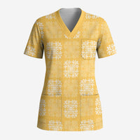 Yellow Palaka Quilt Hawaii Scrub Top Traditional Hawaii-plaid Pattern - Polynesian Pride