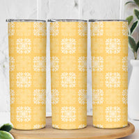 Yellow Palaka Quilt Hawaii Skinny Tumbler Traditional Hawaii-plaid Pattern - Polynesian Pride