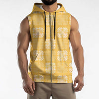 Yellow Palaka Quilt Hawaii Sleeveless Zip Hoodie Traditional Hawaii-plaid Pattern LT14 - Polynesian Pride