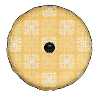 Yellow Palaka Quilt Hawaii Spare Tire Cover Traditional Hawaii-plaid Pattern - Polynesian Pride