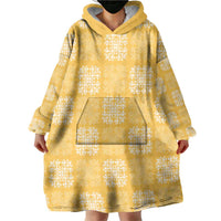 Yellow Palaka Quilt Hawaii Wearable Blanket Hoodie Traditional Hawaii-plaid Pattern - Polynesian Pride